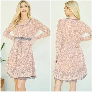 NWT A'REVE CROCHET OVERLAY BELTED KNIT DRESS (M)